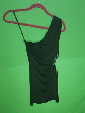Arden B. Y2K One-Shoulder Ruched Side Cutout Mini Dress Black Size XS